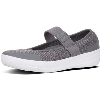 Sapatos Mulher Slip on FitFlop ÜBERKNIT TM MARY JANES CHARCOAL/METALLIC PEWTER Preto