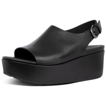 Sapatos Mulher Sandálias FitFlop ELOISE BACK STRAP LEATHER WEDGES ALL BLACK Preto