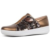 Sapatos Mulher Sapatilhas FitFlop NEW ZIP SNEAKER SNAKE PRINT SEQUINS BRONZe Preto