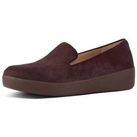 Sapatos Mulher Mocassins FitFlop AUDREY FAUX PONY SMOKING SLIPPERS BERRY Preto