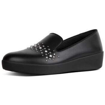 Sapatos Mulher Mocassins FitFlop AUDREY PEARL STUD SMOKING SLIPPERS BLACK Preto