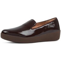 Sapatos Mulher Mocassins FitFlop AUDREY CRINKLE PATENT SMOKING SLIPPERS BERRY Preto
