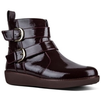 Sapatos Mulher Botins FitFlop LAILA DOUBLE BUCKLE CRINKLE PATENT BERRY Preto