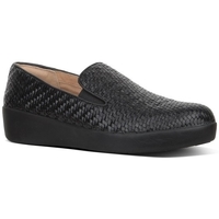 Sapatos Mulher Mocassins FitFlop SUPERSKATE TM LOAFERS WOVEN LEATHER BLACK Preto