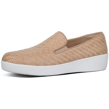 Sapatos Mulher Mocassins FitFlop SUPERSKATE TM LOAFERS WOVEN LEATHER NUDE Preto
