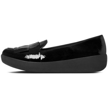 FitFlop FRINGEY  SNEAKERLOAFER TM BLACK PATENT LEATHER Preto