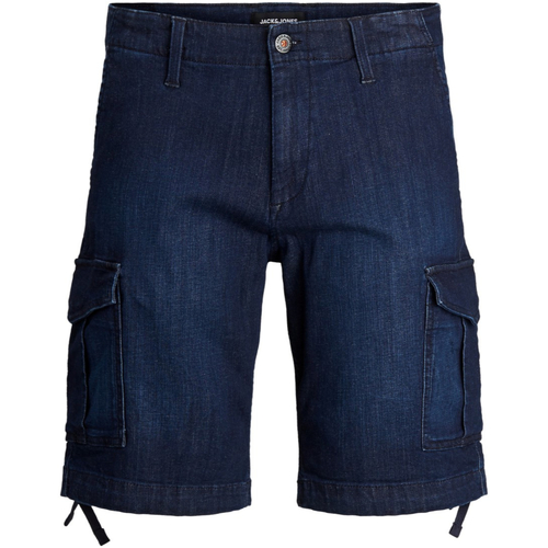 Textil Homem Shorts / Bermudas Jack & Jones 12183616 JJICHARLIE JJCARGO SHORTS AKM 731 Blue Denim Azul