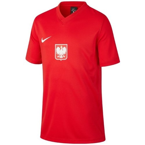 Textil Rapaz T-Shirt mangas curtas Nike run JR Polska Breathe Football Vermelho