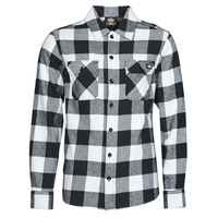 Textil Homem Camisas mangas comprida Dickies NEW SACRAMENTO SHIRT BLACK Preto / Branco