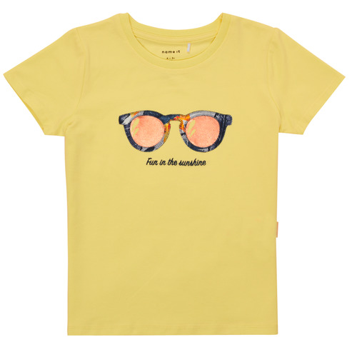 Textil Rapariga Regular fit button through shirt from Lipsy featuring a grandad collar Name it NMFFISUMMER Amarelo