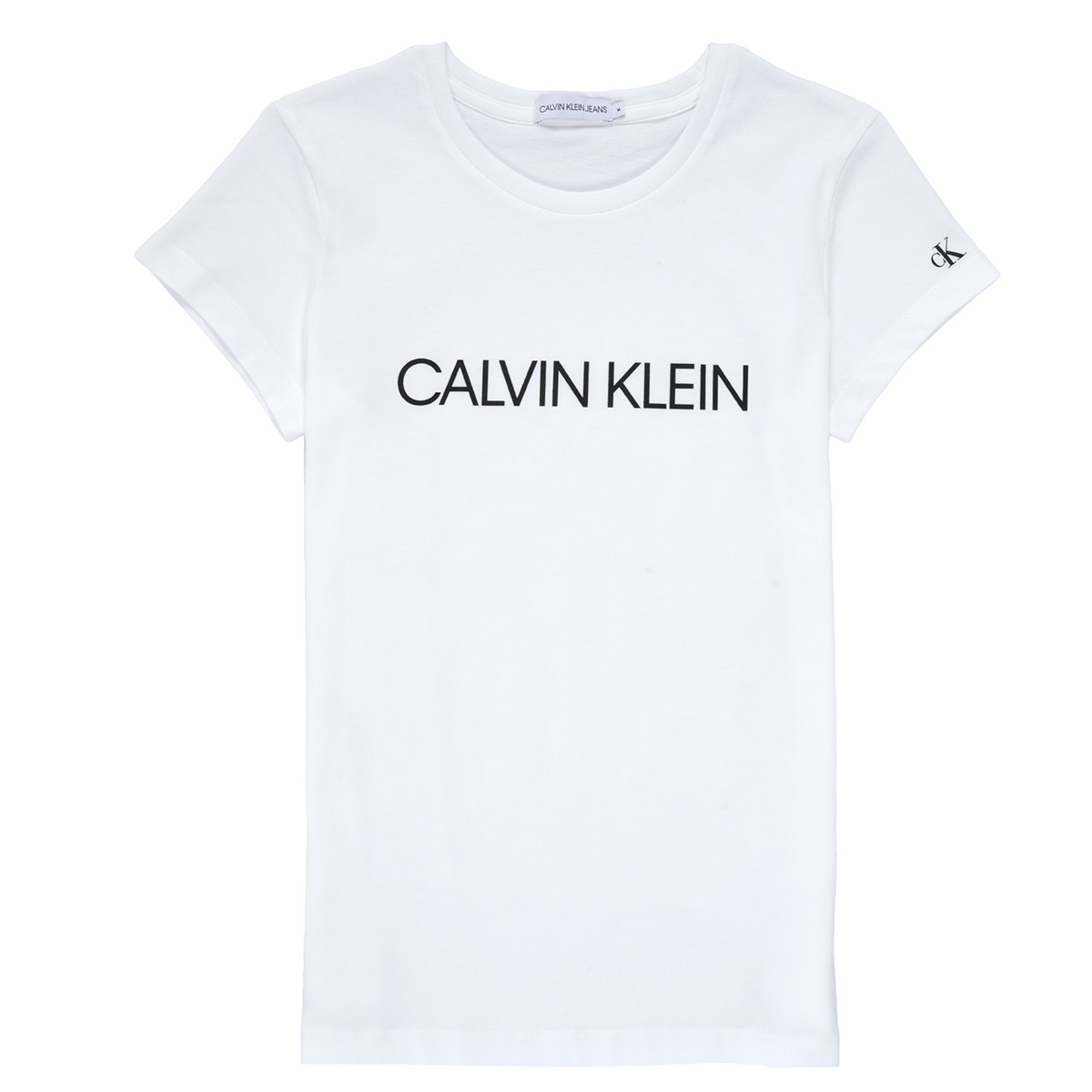 Textil Rapariga Calvin Flatpack Klein Jeans icon logo v-neck long sleeve t-shirt in black INSTITUTIONAL T-SHIRT Branco