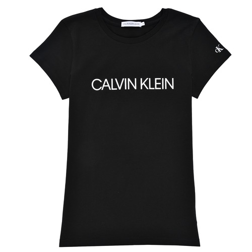 Textil Rapariga T-Shirt mangas curtas negro Calvin Klein Jeans INSTITUTIONAL T-SHIRT Preto