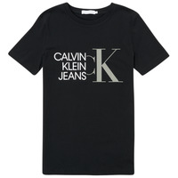 Textil Rapaz Calvin Johnson PE Calvin Klein Jeans HYBRID LOGO FITTED T-SHIRT Preto