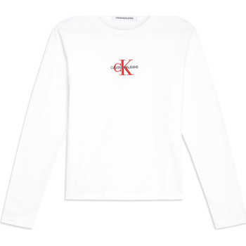 Textil Mulher T-shirt mangas compridas Calvin Klein Jeans J20J211804 Branco