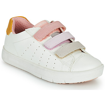 Sapatos Rapariga Sapatilhas Geox SILENEX GIRL Branco / Rosa / Bege