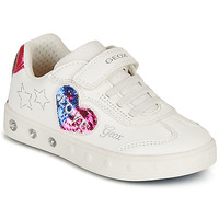 Sapatos Rapariga Sapatilhas Geox SKYLIN GIRL Branco / Preto / Rosa