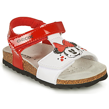 Sapatos Rapariga Sandálias Geox SANDAL CHALKI GIRL Vermelho / Branco