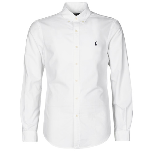 Textil Homem Camisas mangas comprida preço de uma chamada local CHEMISE CINTREE SLIM FIT EN OXFORD LEGER TYPE CHINO COL BOUTONNE Branco