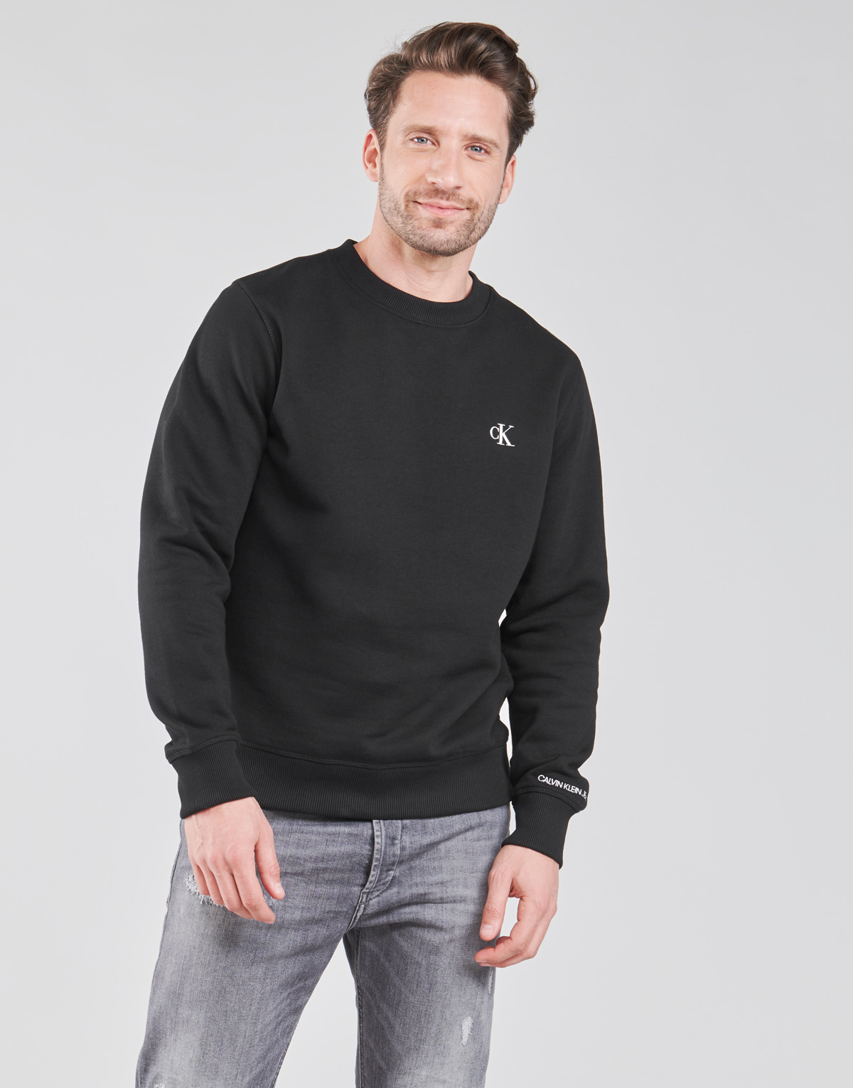 Textil Homem Sweats Features Calvin klein Hybrid Logo Fitted Short Sleeve T-Shirt J30J314536-BAE Preto