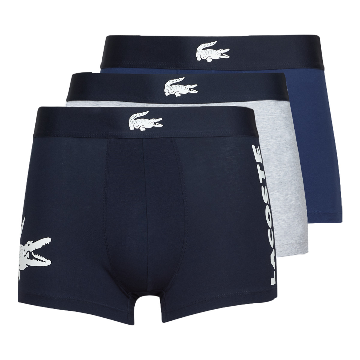Lacoste 3 Pack Cotton Stretch Trunks 5H3401 - Black with Blue/Sky Blue