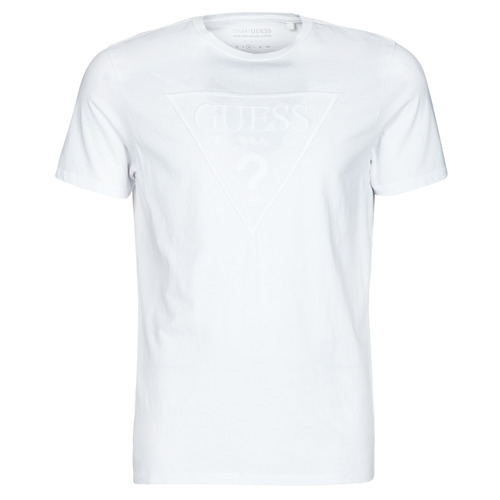 Textil Homem T-Shirt mangas curtas Guess ES SS EMBROIDERED LOGO TEE Branco