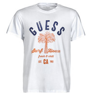 Textil Homem T-Shirt mangas curtas Guess SURF HOUSE CN SS TEE Branco / Azul / Marinho