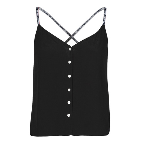 Textil Mulher Tops / Blusas low-top Tommy Jeans TJW CAMI TOP BUTTON THRU Preto