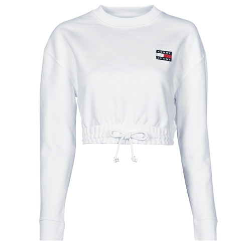 Textil Mulher Sweats AW0AW10952 Tommy Jeans TJW SUPER CROPPED BADGE CREW Branco