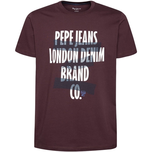 Textil Homem T-Shirt mangas curtas Pepe jeans PM507460 490 WINE Vermelho
