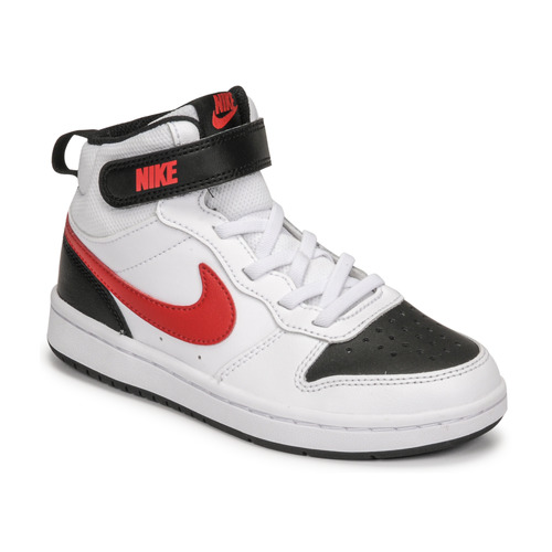 Sapatos Criança Less de cano-alto Nike NIKE COURT BOROUGH MID 2 Branco / Vermelho / Preto