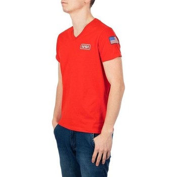 Textil Homem T-shirts e Pólos Nasa BASIC FLAG V NECK Vermelho