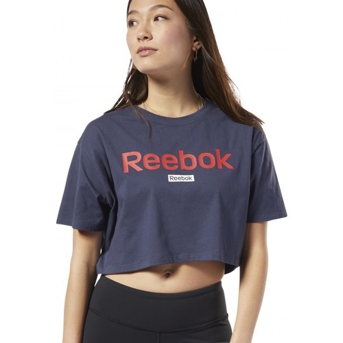 Textil Mulher T-shirts e Pólos Reebok Sport Linear Logo Crop Tee Azul