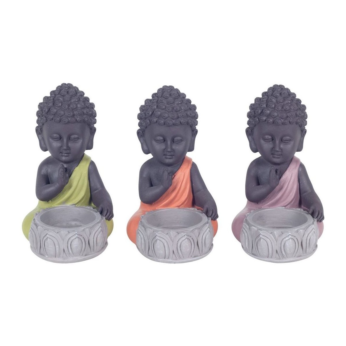 Casa Estatuetas Signes Grimalt T-Light Childish Buddha Set 3U Multicolor