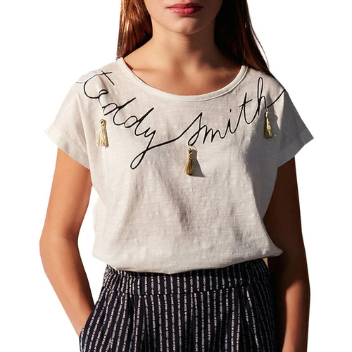 Textil Rapariga Topman zig-zag knitted polo Sweatshirt Shirt in ecru Teddy Smith  Branco