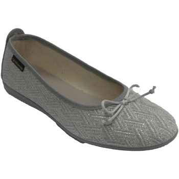 Sapatos Mulher Chinelos Made In Spain 1940 Sapatos baixos femininos fios de prata A Cinza