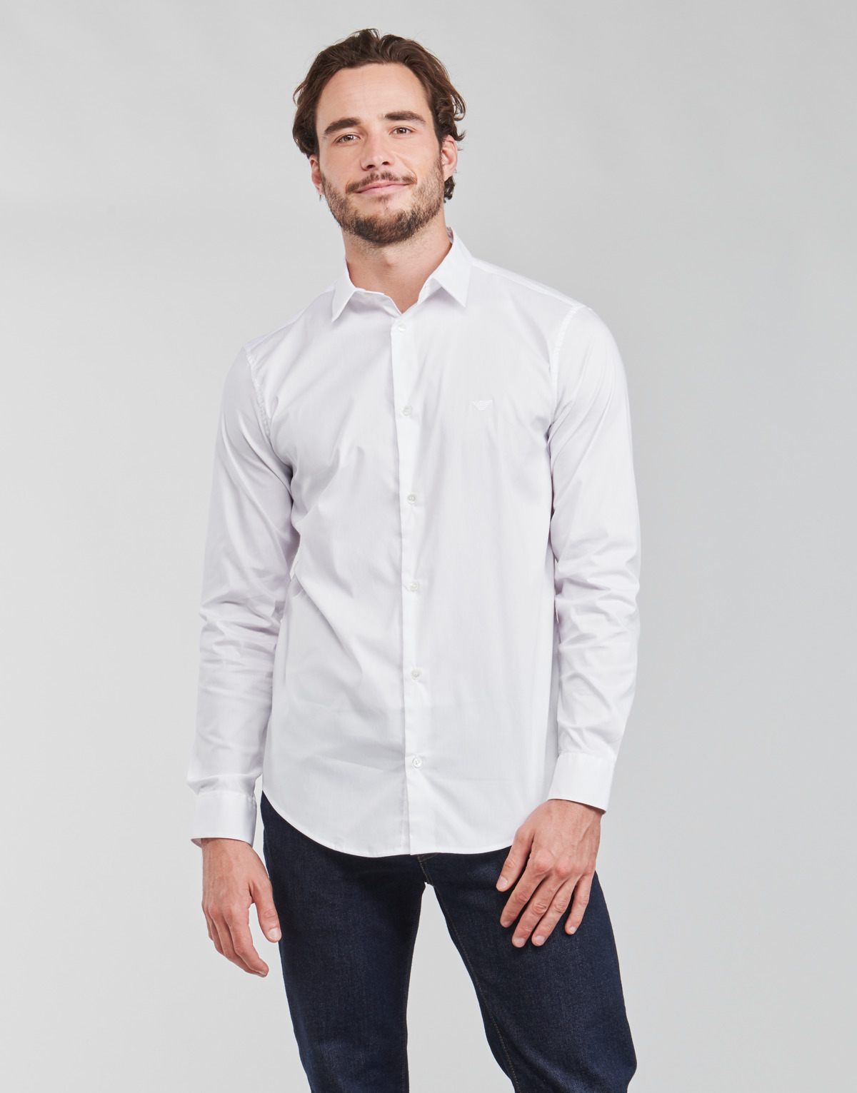 Textil Homem Camisas mangas print Emporio Armani 8N1C09 Branco