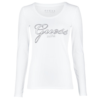 Textil Mulher T-shirt mangas compridas Guess LS CN RAISA TEE Branco