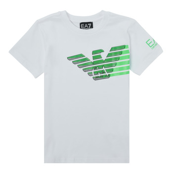 Textil Rapaz distorted logo T-shirt Emporio Armani EA7 THAMIA Branco / Verde