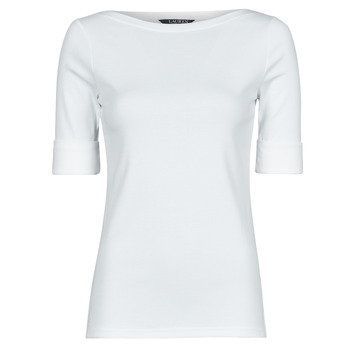 Textil Mulher T-shirt mangas compridas Lauren Ralph Lauren JUDY-ELBOW SLEEVE-KNIT Branco