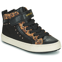 Sapatos Rapariga Sapatilhas de cano-alto Geox KALISPERA Preto / Leopardo