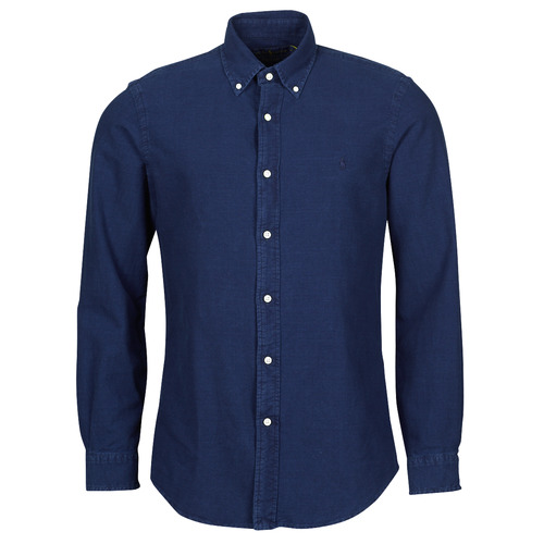 Textil Homem Camisas mangas comprida Mens Denim Blue Classic Polo Shirt TRENNYB Veludo / Azul
