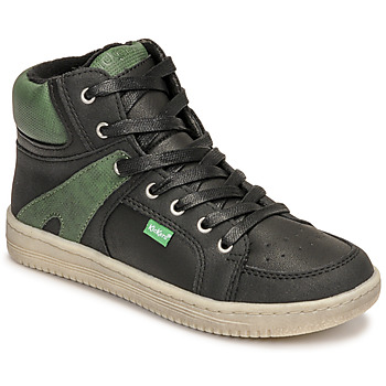 Sapatos Rapaz Sapatilhas de cano-alto Kickers LOWELL Preto / Verde