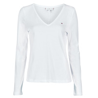 Textil Mulher T-shirt And mangas compridas Tommy Hilfiger REGULAR CLASSIC V-NK TOP LS Branco