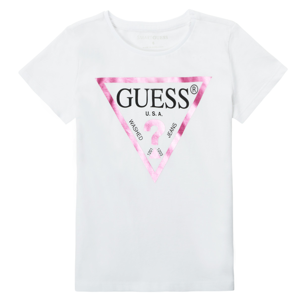 Textil Rapariga T-Shirt mangas curtas Guess Logo SECRA Branco