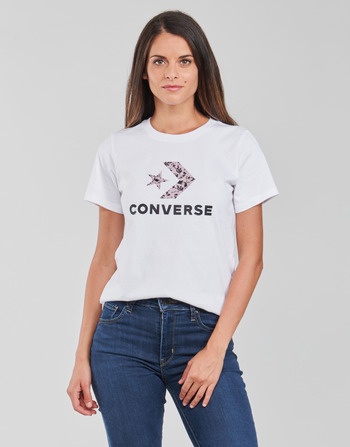 Textil Mulher Koszulka Converse Standard Fit Tee 10024064-A02 Converse STAR CHEVRON HYBRID FLOWER INFILL CLASSIC TEE Branco