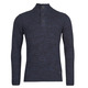 Blue Knitted Zip Polo Shirt