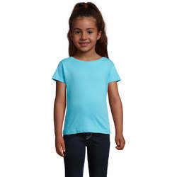 Textil Criança T-Shirt mangas curtas Sols CHERRY Azul-CAMISETA NIÑA 100% algodón semi-peinado Ringspun Azul