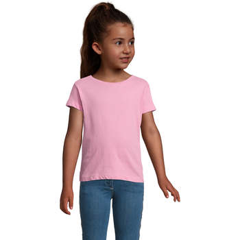 Textil Criança T-Shirt mangas curtas Sols CHERRY Rosa Orqudea-CAMISETA NIÑA 100% algodón semi-peinado Rosa