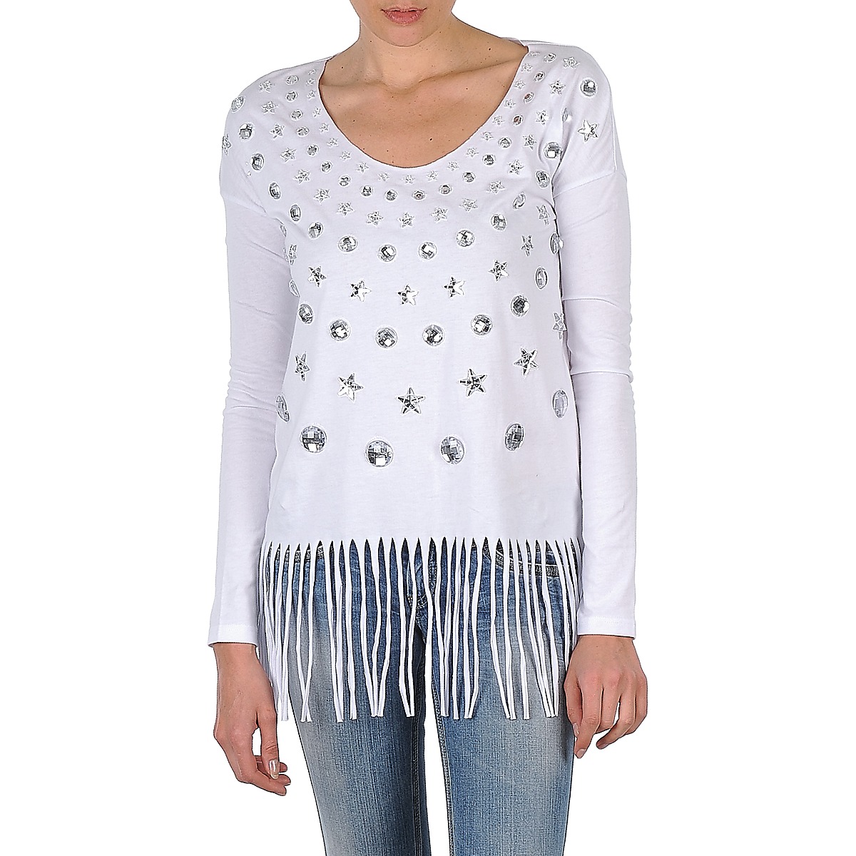 Textil Mulher T-shirt mangas compridas Manoush TUNIQUE LIANE Branco