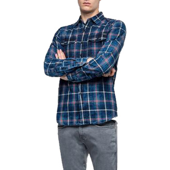 Textil Homem Camisas mangas comprida Replay 32193-16685 Azul